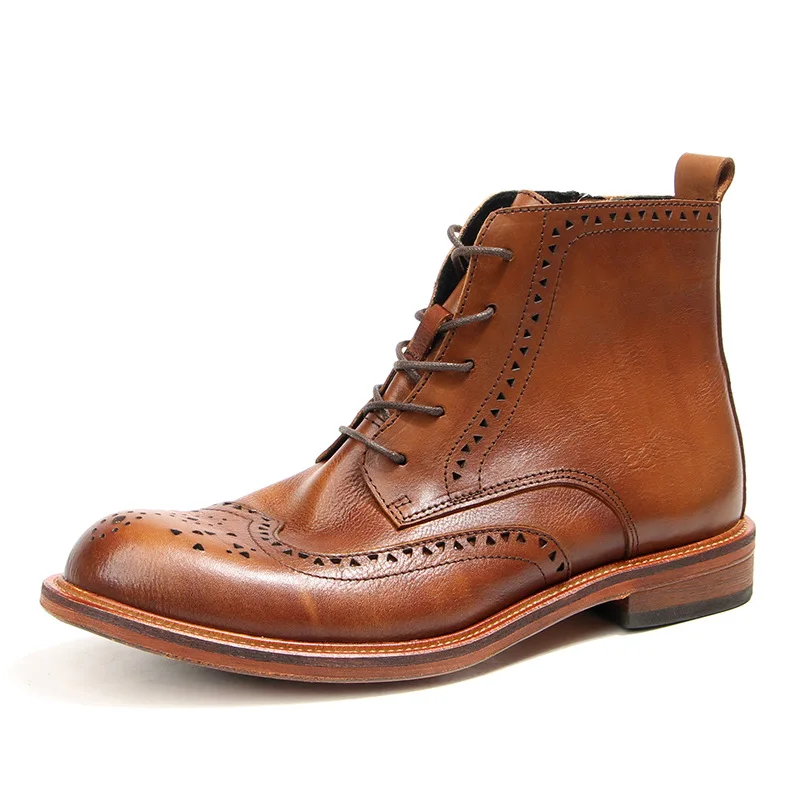 Vintage Herren-Knöchel-Chelsea-Stiefel, luxuriöses echtes Leder, 2025, Frühling, Outdoor, britischer Stil, Mode, Brogues, Business-Schuhe für Herren