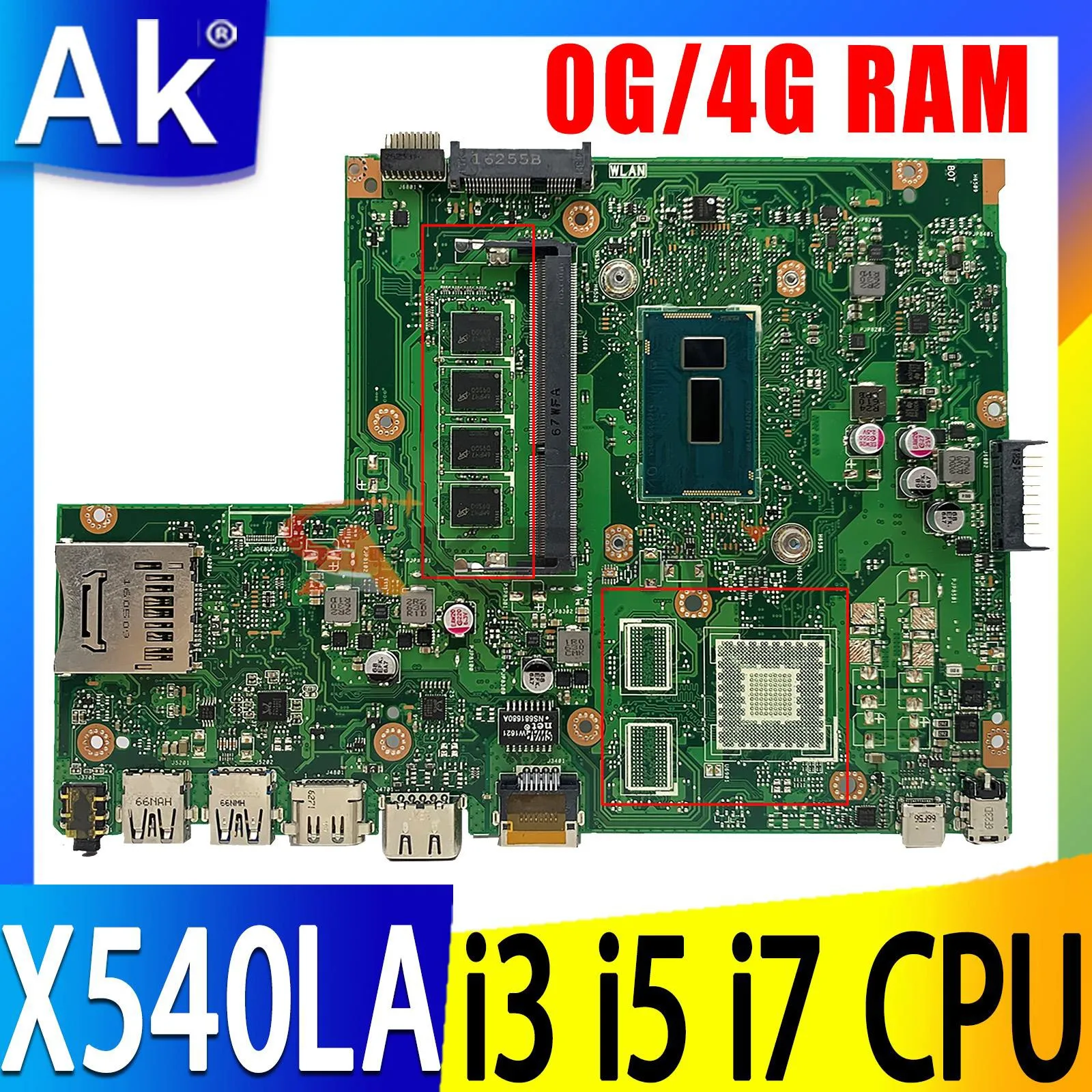 540LA Mainboard Für ASUS 540L F540L 540LJ Laptop Motherboard 4G RAM I3-4005 I5-4200U I7-4500U I3-5005 I5-5200U I7-7500U Image