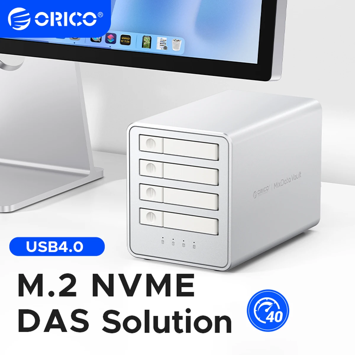 ORICO M.2 NVME SSD 40 Gbit/s All-Flash-Disk-Gehäuse mit Lüfter Multi-raid DAS-Lösung für Fotografen-Video-Editor Image