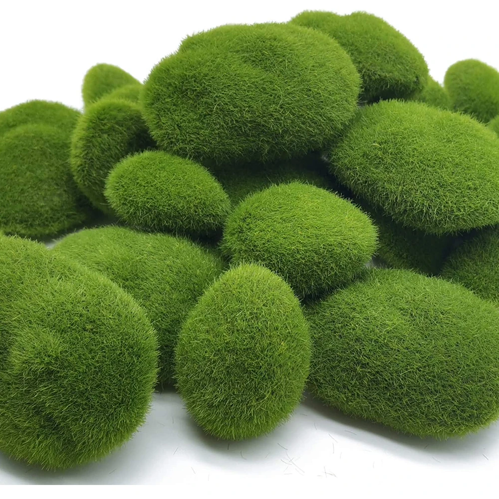 5 Stück künstliche Moosfelsen in 5 Größen, Dekoration, grüne Steine, künstliches Moos für Garten, Heimdekoration, Blumenarrangements, Gärten, Basteln