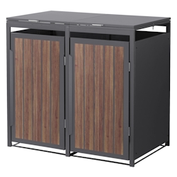 ML-Design Mülltonnenbox 2er Anthrazit, Stahl, wetterfest – Mülltonnenverkleidung mit Pflanzdach, Türen & Klappdeckel, 132×80×124 cm Image