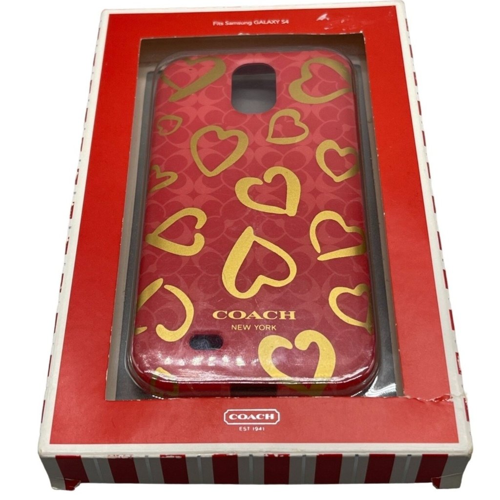 Coach Cell Phones & Accessories | Coach Phone Case Samsung Galaxy S4 New York 1941 Hearts Gold Pink Plastic Read | Color: Red | Size: Os