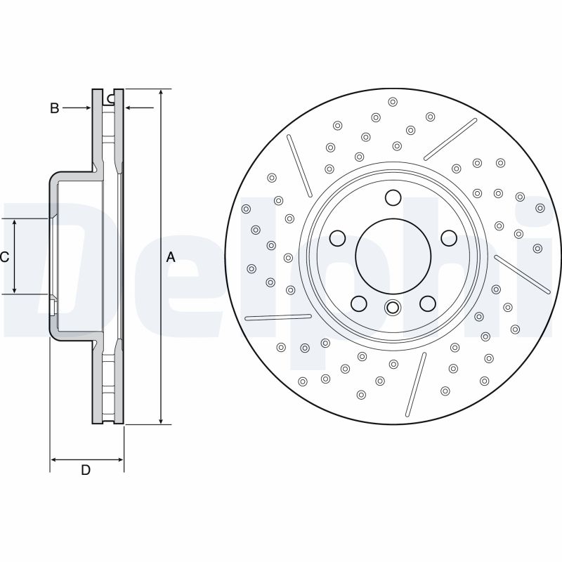 DELPHI Bremsscheibe vorne rechts links belüftet 340mm für BMW (BRILLIANCE) 34106797602 34116797602 BG9234C Image