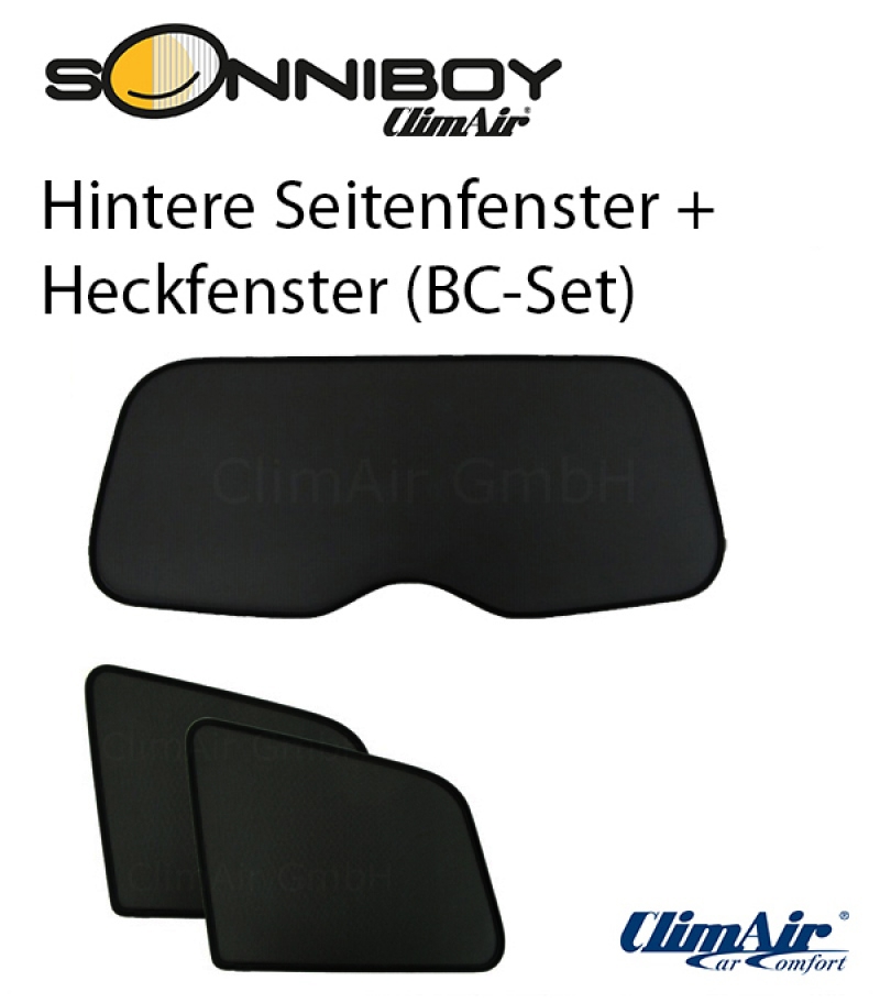 ClimAir Sonniboy BC-Set (hintere Seitenfenster + Heckfenster) CLI0078180BC Sonnenblende Innenraumverkleidung schwarz für VW Image