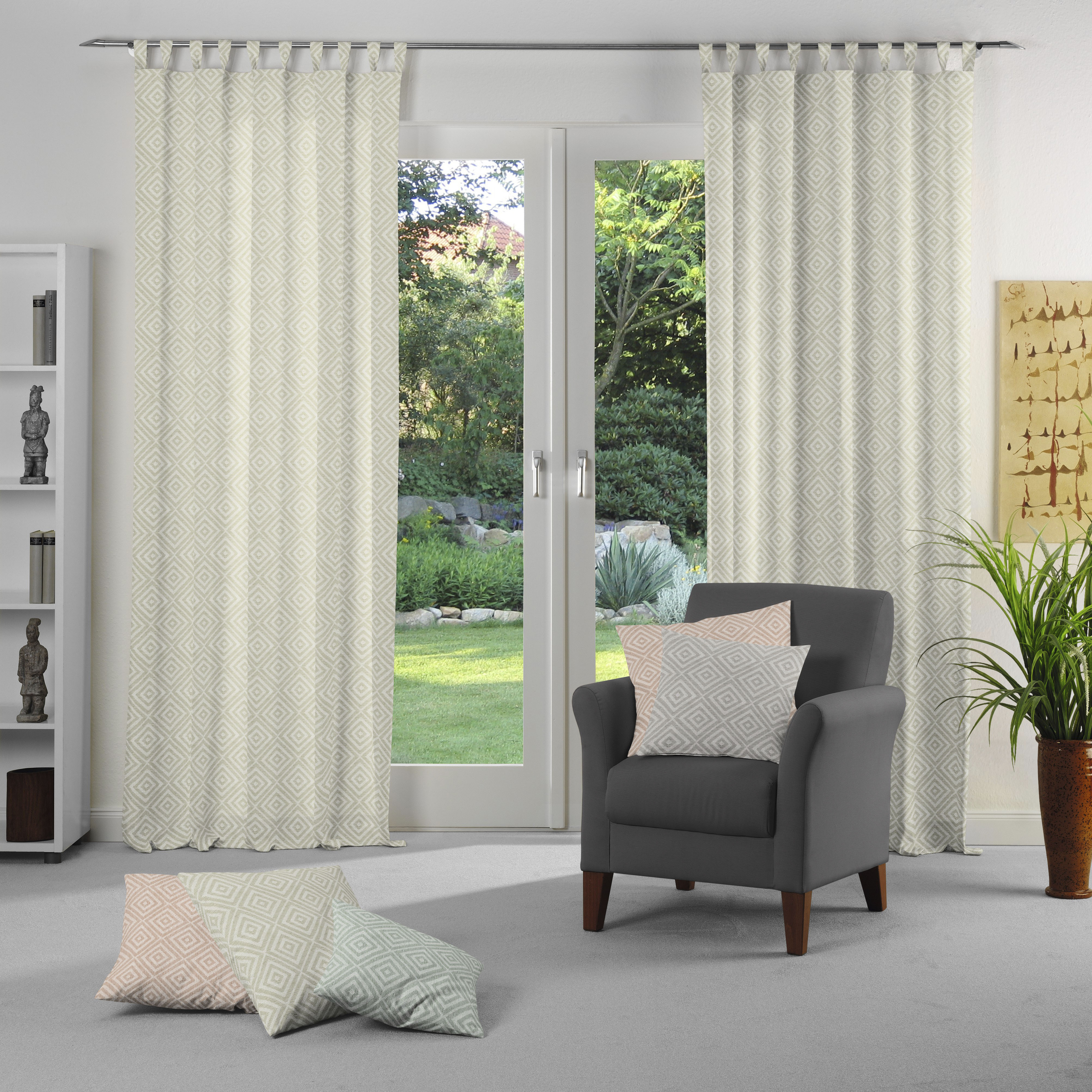 Vorhang WIRTH "Telfort" Gr. 5, grau, B:132cm H:255cm, Jacquard, Baumwolle, Polyester, Gardinen Image