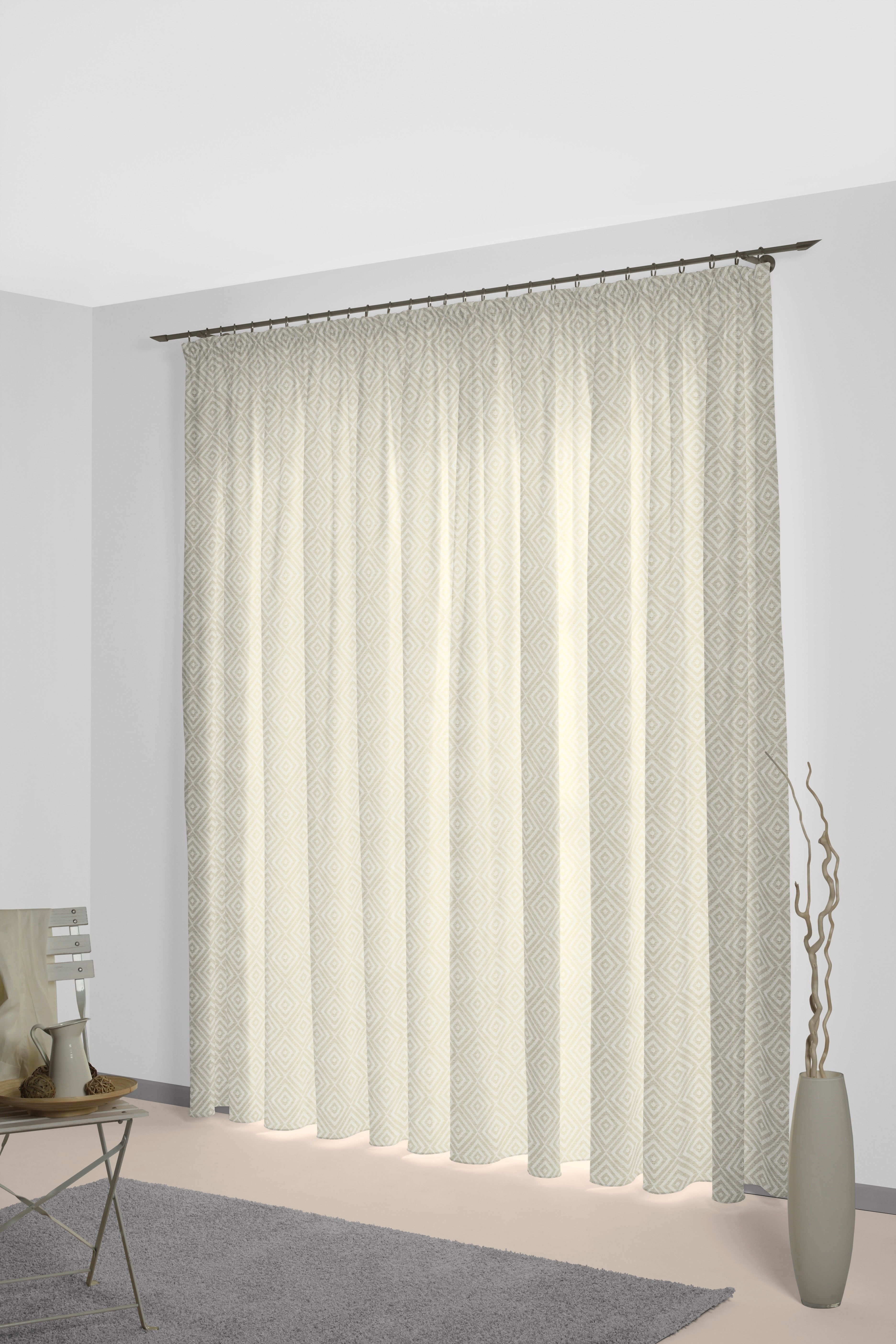 Vorhang WIRTH "Telfort" Gr. 1, grau, B:132cm H:145cm, Jacquard, Baumwolle, Polyester, Gardinen Image