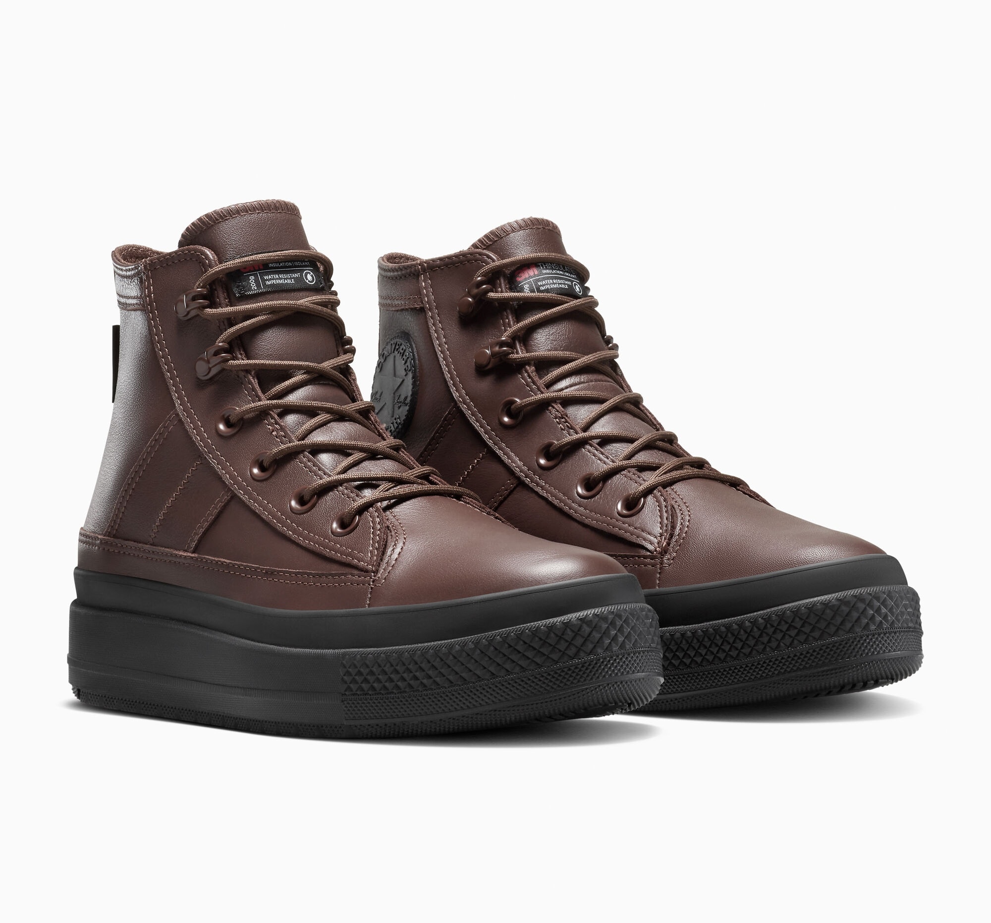 Sneakerboots CONVERSE "CHUCK TAYLOR ALL STAR EQUIP WP BOOT", Herren, Gr. 44,5, totally fudged, totally fudged, schwarz, Leder, Schuhe Sneakerboots, Winterschuhe, Schnürboots, Sneaker, wasserdicht, gefüttert