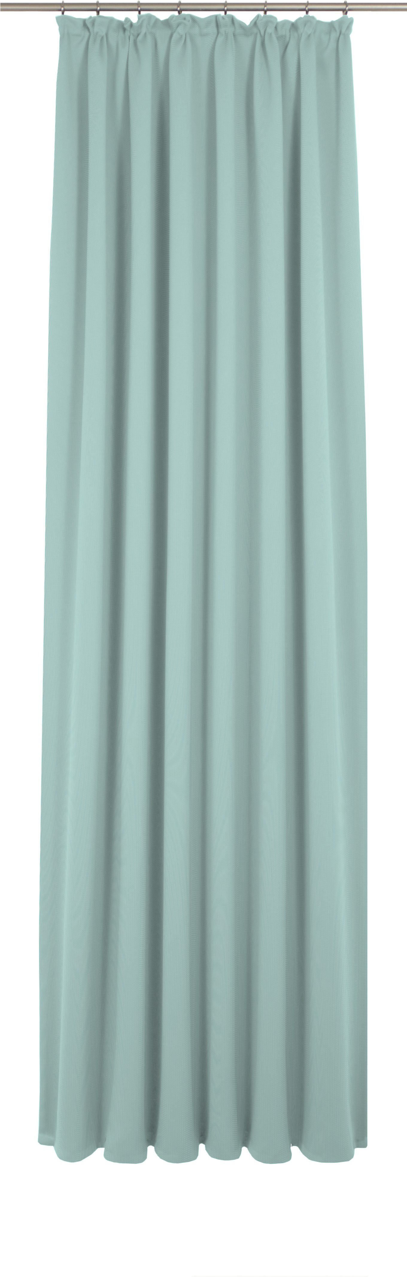 Vorhang ADAM "Uni Collection", blau (helltürkis, produkt erfüllt die vorgaben zum brennverhalten für frankreich), B:142cm H:185cm, Jacquard, Baumwolle (Bio-Baumwolle), Gardinen, aus 100% Bio-Baumwolle Image