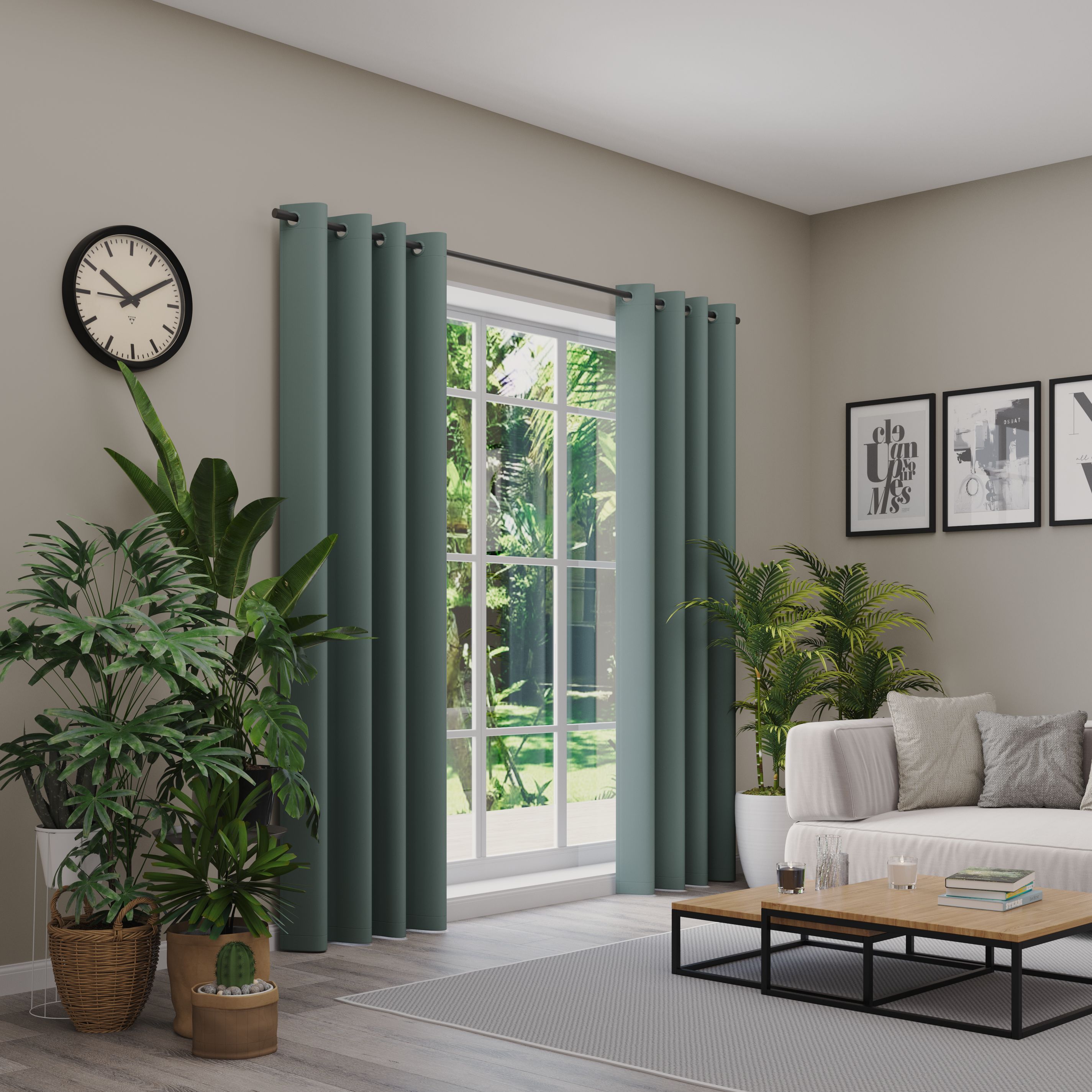 Verdunkelungsvorhang NEUTEX FOR YOU "INSULA", grün (hellsalbei), B:137 H:215, Polyester, Gardinen, Uni-Dimout für starke Verdunklung, nach Maß Image