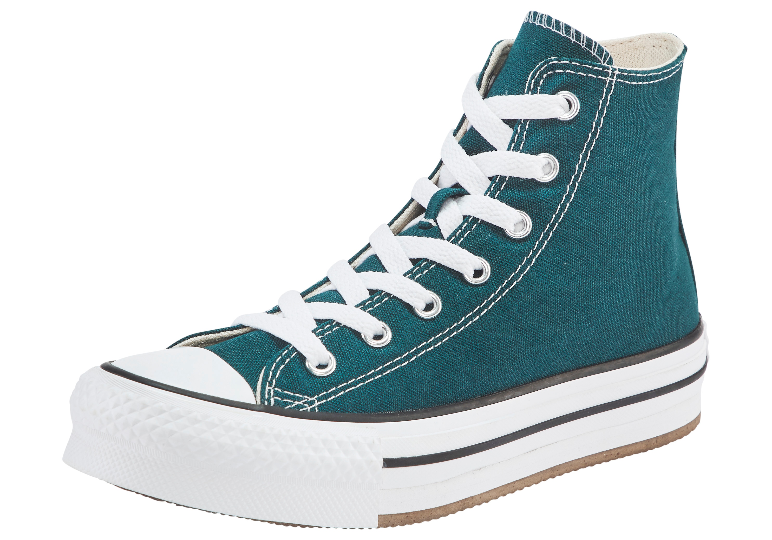 Sneaker CONVERSE "CHUCK TAYLOR ALL STAR EVA LIFT", Mädchen, Gr. 32, schwarzly jaded, weiß, natural ivory, Textil, Schuhe Sneaker