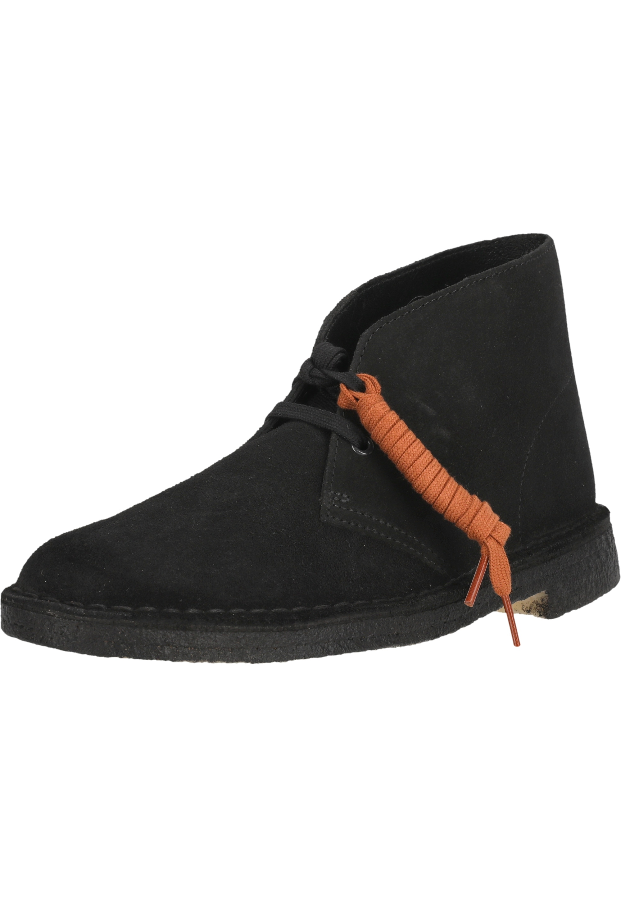 Schnürschuh CLARKS "Desert Boot", Herren, Gr. 46, schwarz, Leder, Schuhe Schnürschuh, mit mehrlagigem OrthoLite-Fußbett