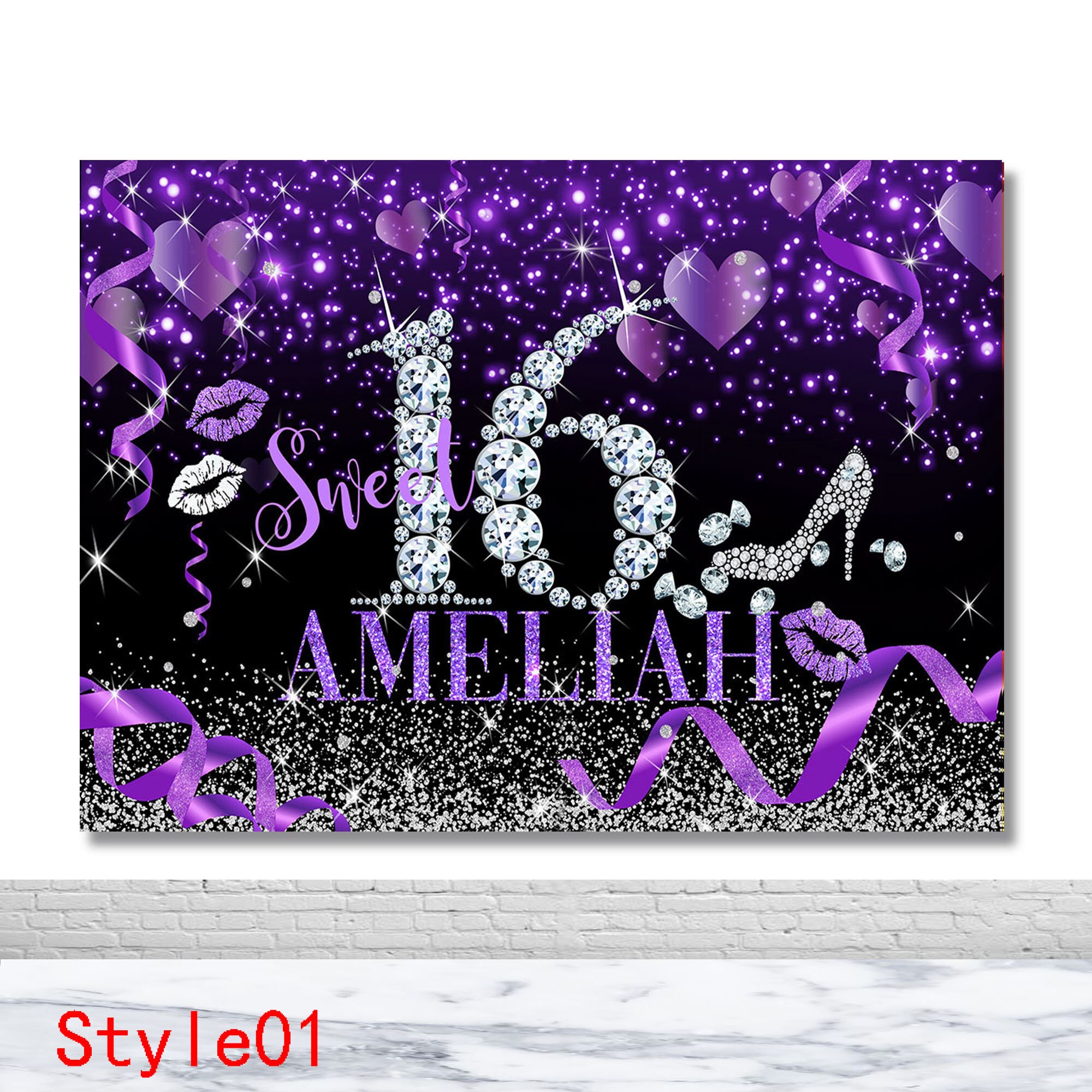 Süßer 16 Geburtstag benutzerdefinierte Fotografie Hintergrund Mädchen Geburtstag Foto Hintergrund Band Glitter glänzend Dekor Banner Fotostand Hinterg