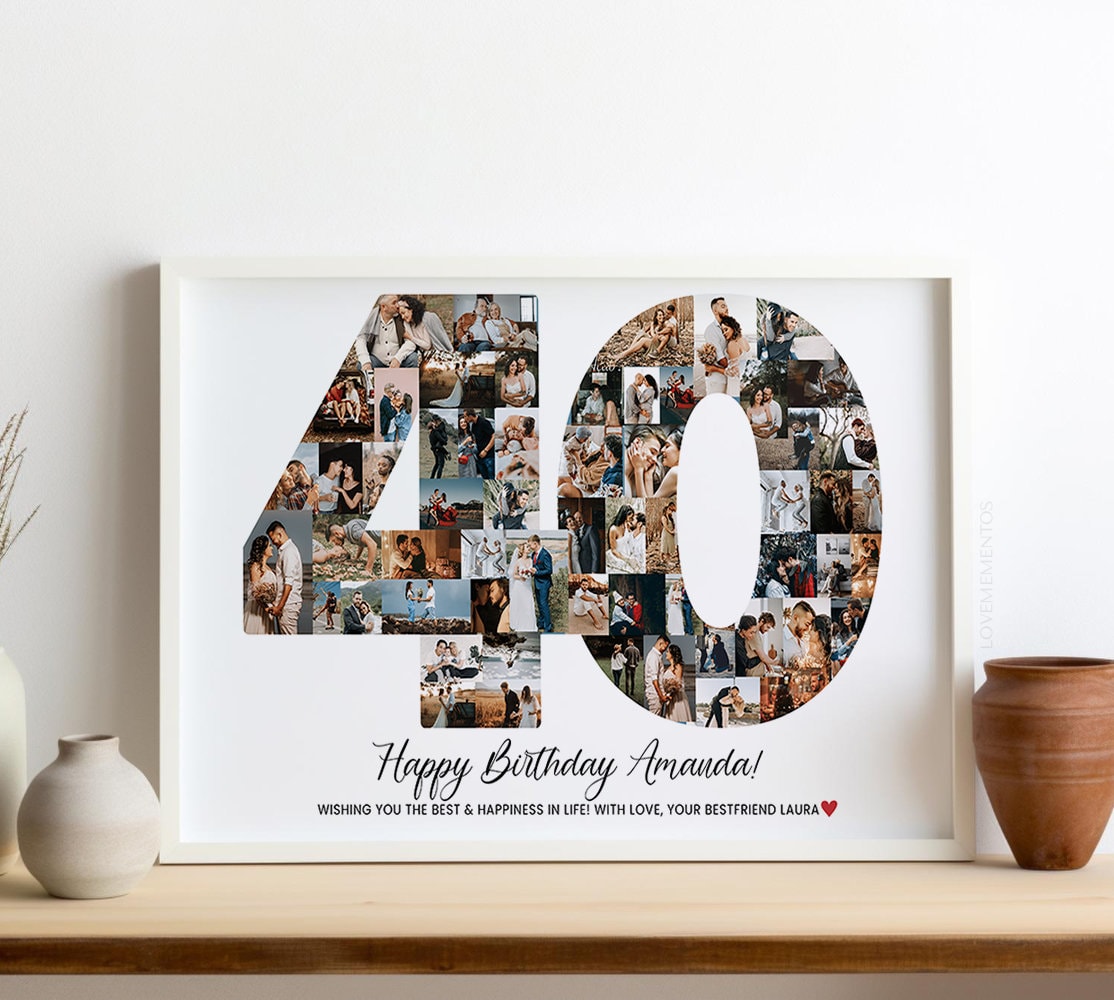Alles Gute zum 40. Geburtstag Geschenkideen, 40. Geburtstag Poster, 40. Geburtstag Party Dekoration, 40 Jahre Geburtstagsschild, Nummer 40 Fotocollage