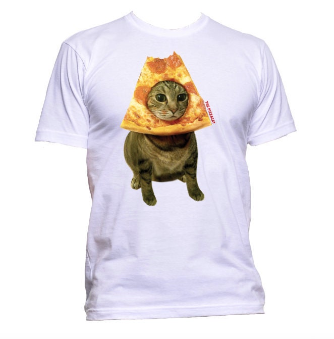 Das ursprüngliche Pizza-Katzen-T-Shirt l Herren-T-Shirt, Katzen-Pizza-Hemd, lustiges T-Shirt l Geschenk für Ihn l Pizza-Liebhaber l Katzenvater l Pizz