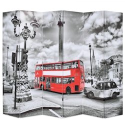 vidaXL Raumteiler klappbar 228 x 170 cm London Bus Schwarz-Weiß Image