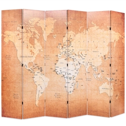 vidaXL Raumteiler klappbar 228 x 170 cm Weltkarte Gelb Image