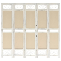 vidaXL 5-tlg. Raumteiler Creme 175x165 cm Stoff Image