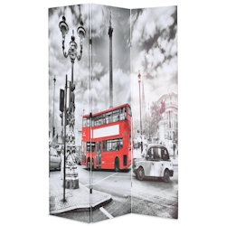 vidaXL Raumteiler klappbar 120 x 170 cm London Bus Schwarz-Weiß Image