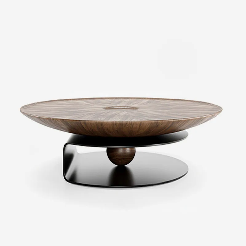 Italienischer runder High-End-Wohnzimmer-Couchtisch aus massivem Holz, leichter Luxus, moderner, minimalistischer Designer-Nische, kreativer kleiner Apartment-Couchtisch