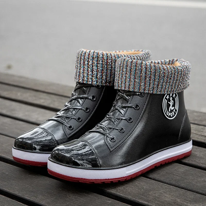 Frauen Regen Stiefel Mode Warme Baumwolle Gummi Schuhe Knöchel Regen Schuhe für Frauen Wasserdichte Garten Galoschen Botas Lluvia Mujer2024
