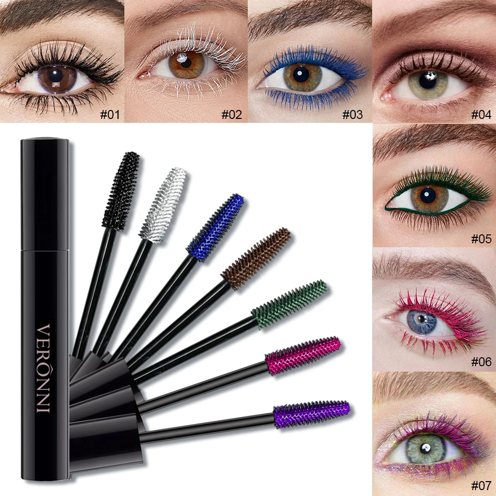 Colored Mascara Eyelashes, Purple Blue Red White Black Colorful Waterproof Mascara Charming Long Lasting Voluminous Mascara Eye