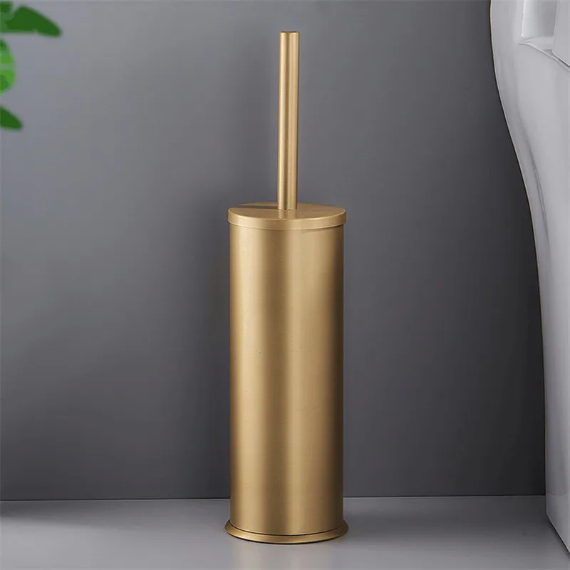 Tuqiu-Porte-brosse de toilette en aluminium, support de sol pour toilettes, quincaillerie de bain, or brossé, noir