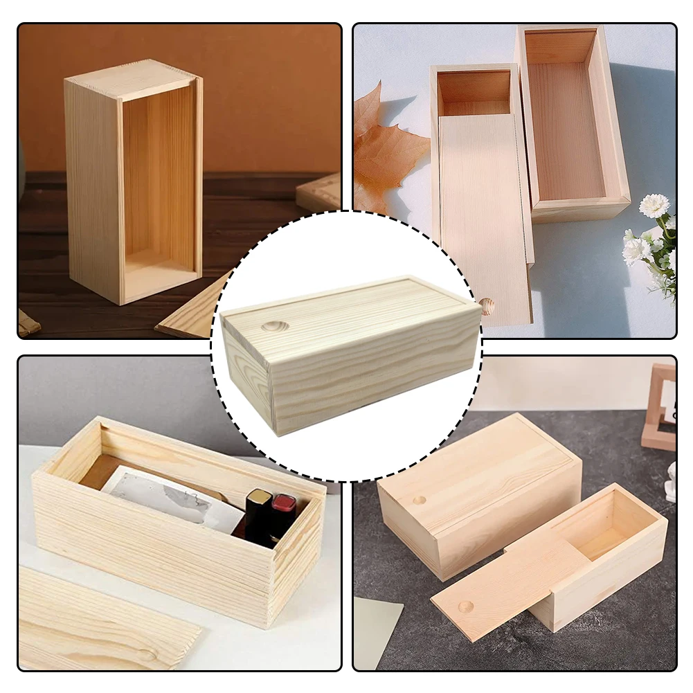 1PC Kiefer Pull-out-Box Schiebe Abdeckung Holz Box Holz Lagerung Box Log Schublade Holz Schmuck Organizer Fall DIY fall Home Decor