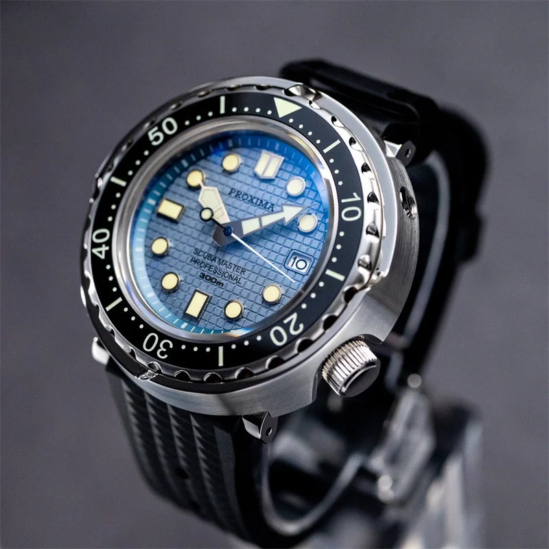 PROXIMA Herren-Taucheruhr, 47,1 mm, Tuna, Automatikuhr, Sport, 30 ATM, wasserdicht, mechanische Armbanduhr, leuchtendes Saphir-Waffel-Zifferblatt Image