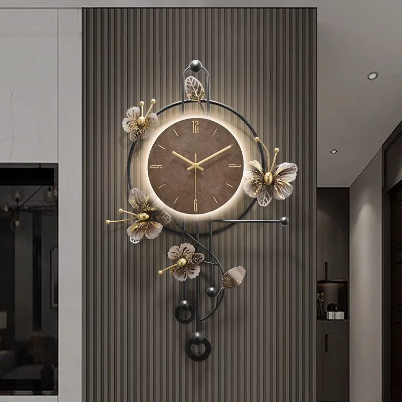 Leuchtende Wanduhr, moderne dekorative Wanduhr, luxuriöse ästhetische Wohnzimmeruhren, minimalistische, leise, elegante große Uhren