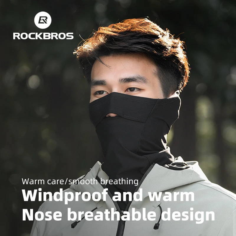 ROCKBROS – masque de cyclisme chaud et coupe-vent pour hommes, foulard de Sport respirant à col noir, équipement de Sport pour la course à pied et le cyclisme, hiver