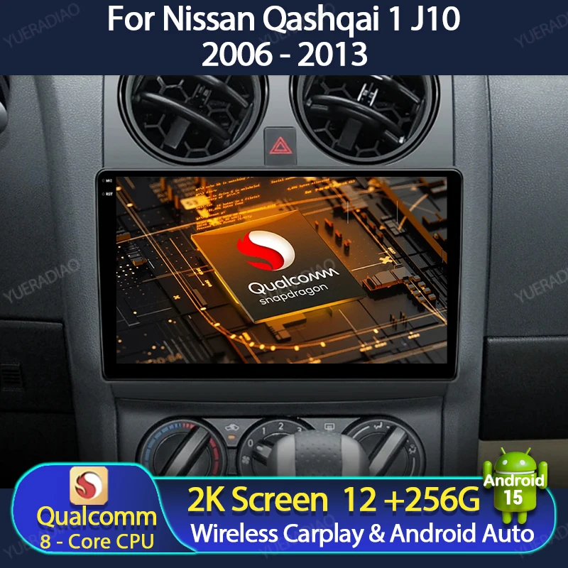 Android 15 Auto Radio Für Nissan Qashqai J10 Rogue 2005-2015 Drahtlose Carplay Auto Multimedia Video Player WIFI 4G GPS NAVI DSP Image