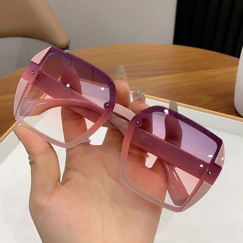 Modedesigner Quadratische Sonnenbrille Frau Retro Vintage Farbverlauf Sonnenbrille Weiblich Klare Linse Schwarz Weiß