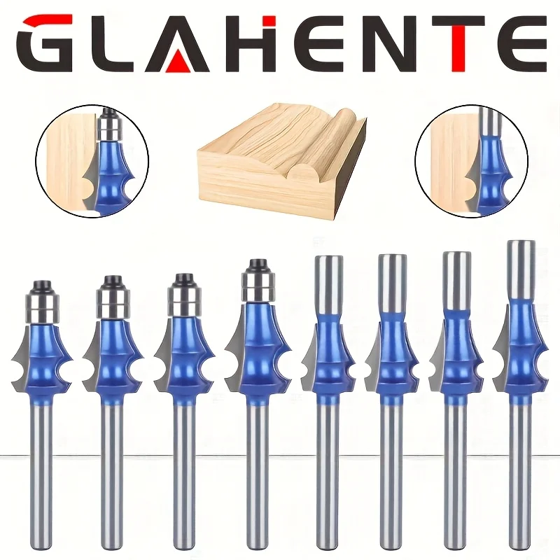 ‌ 5-teiliges Fräser-Bit-Set mit 1/4-Zoll-Schaft und doppeltem Lagerbesatz – Holzbearbeitungswerkzeuge mit blauem Griff zum Kantenbesetzen ‌ Image