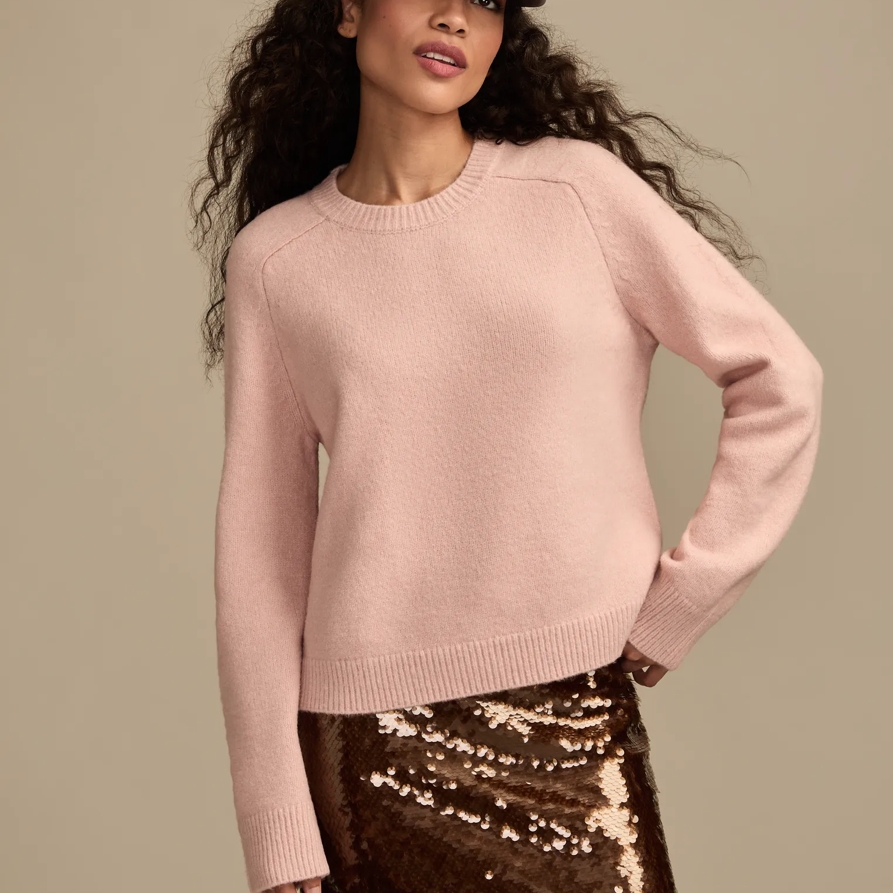 Lucky Brand Cloud Soft Crew Neck Sweater - Women's Clothing Outerwear Tops Sweatshirts Crewneck Hoodies in Rose Smoke, Size S