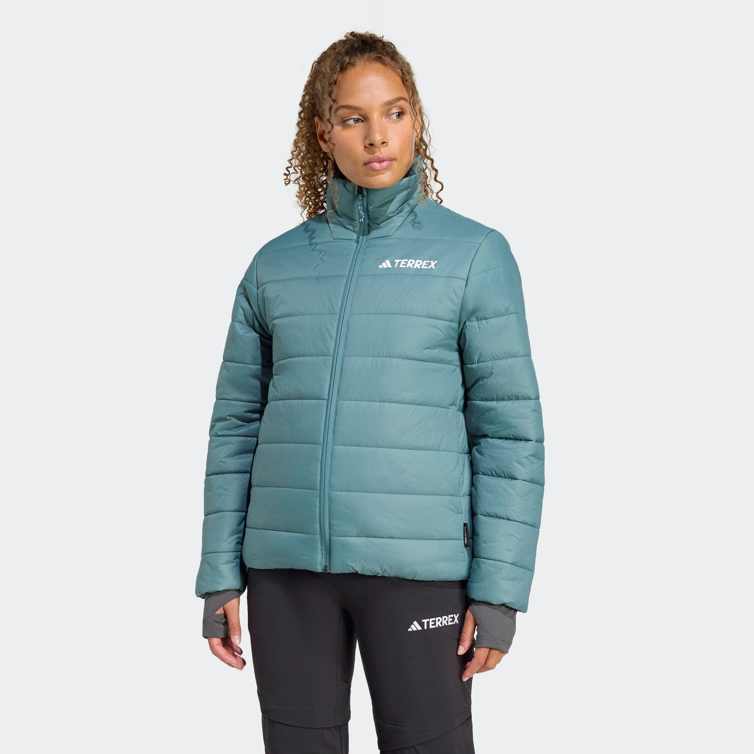 Steppjacke ADIDAS TERREX "MULTI ESSENTIALS", Damen, Gr. S, preloved teal, Obermaterial: 100% Polyamid, Jacken Steppjacke