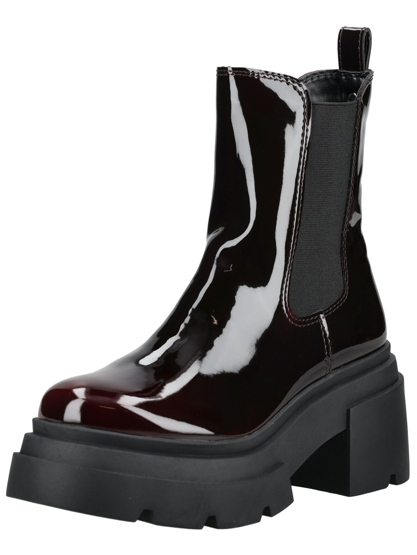 High-Heel-Stiefelette STEVE MADDEN "STEVE MADDEN Stiefelette PU", Damen, Gr. 40, dunkelrot lack, Synthetik, Schuhe