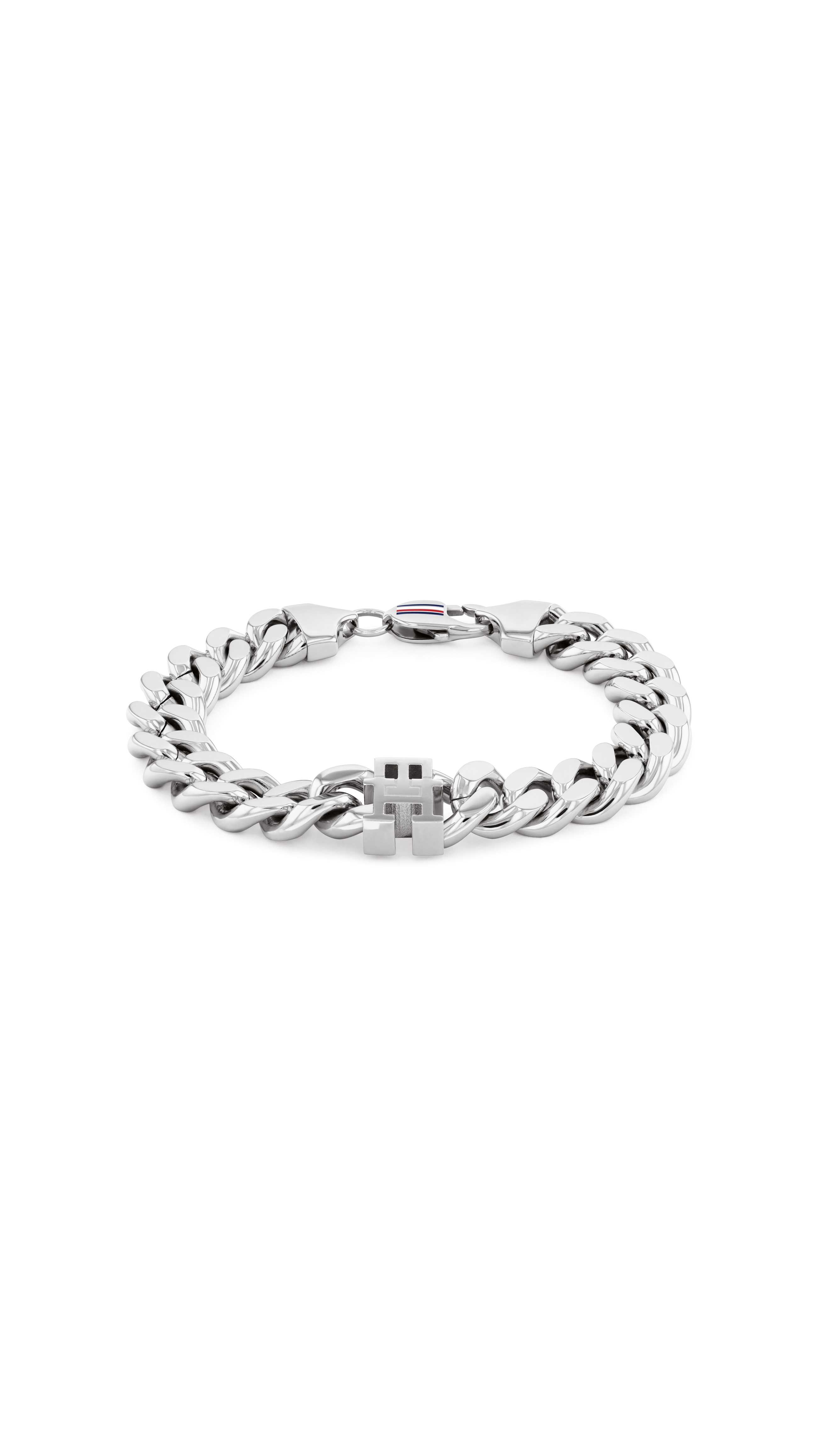 Armband TOMMY HILFIGER "TH85 CHAIN", edelstahlfarben, blau, weiß, rot, Armbänder, 19cm, Edelstahl Image