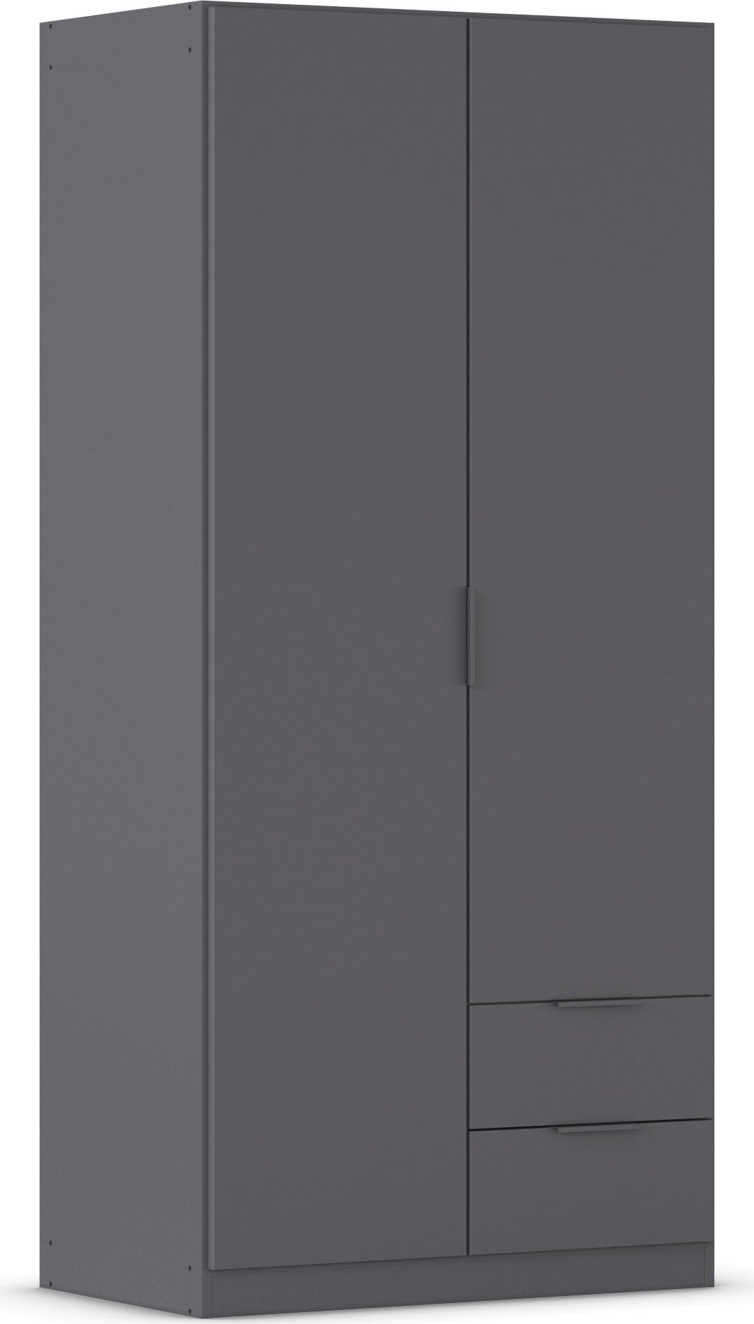 Kleiderschrank RAUCH "Drehtürenschrank Schrank Garderobe Ankleide Schlafzimmer LAGOA", graumetallic, B:91cm H:197cm T:54cm, Holzwerkstoff, Schränke, mit geräumigen Schubladen, optional mit Aufsatz MADE IN GERMANY Image