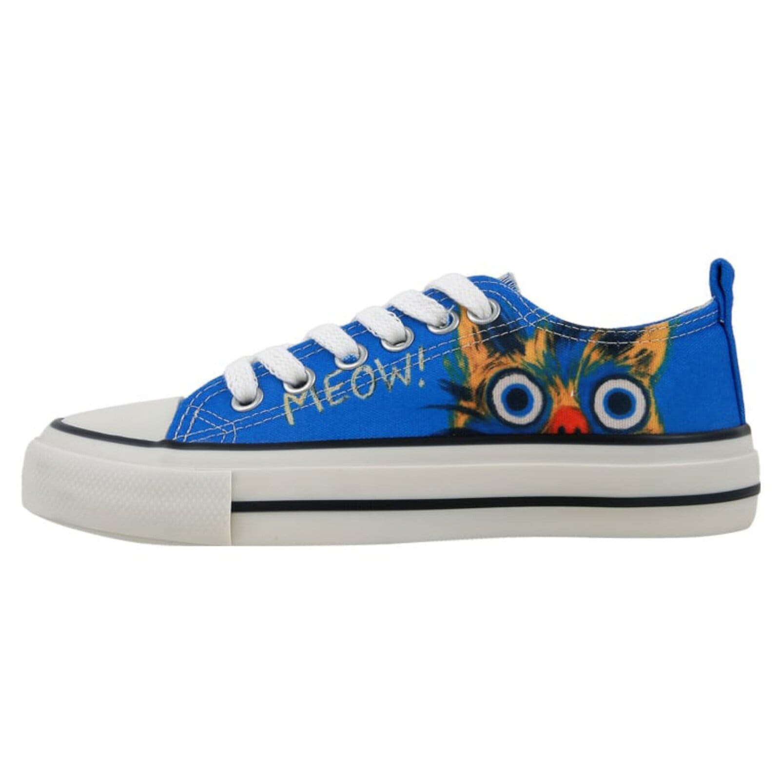 Ballerina DOGO "Liria Low-Top Sneaker Meow Attack Damen Sneaker", Damen, Gr. 39, Normalschaft, blau, Textil, Schuhe Ballerina, Handgefertigt