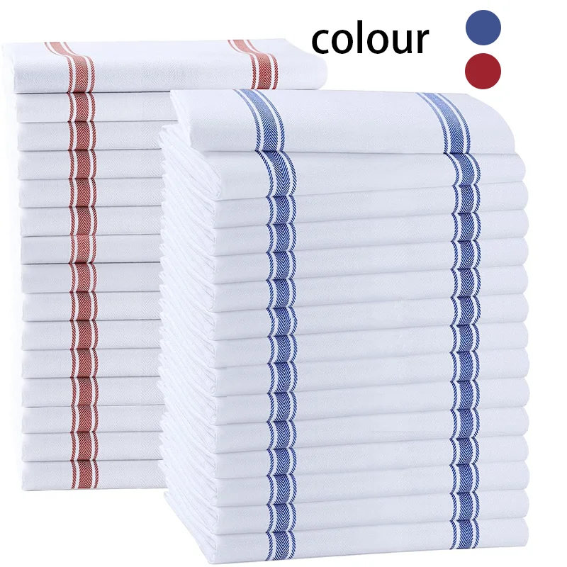 4/6/8/12 Pieces, 45×62cm, Minimalist Style Red and Blue Stripes, Knitted Pure Cotton Absorbent Cleaning Cloth, Perfect for Kitchen, Household Cleaning Cloth, Scouring Pad