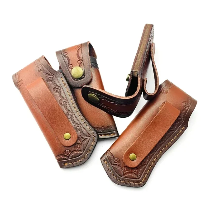Vintage Lederscheide Messeretui Tasche Klappmesser Scheide Träger Holster Handgefertigte Messerbeutel Geschenk für Männer KXRE Image