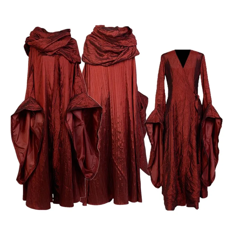 Melisandre Cosplay Priesterin Robe Kostüm Erwachsene Frauen Fantasie Kleid Umhang Schal Outfits Halloween Karneval Disguise Party Anzug Image