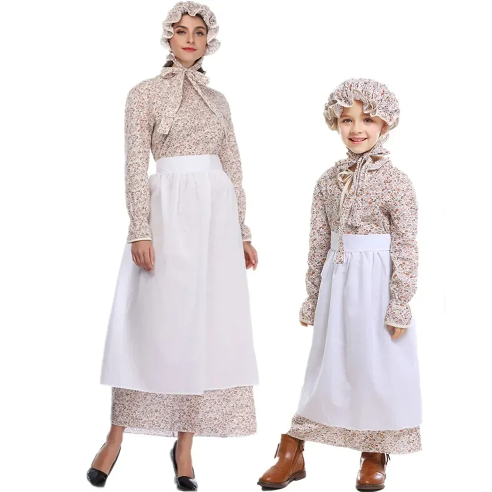 Neues Märchen thema Wolf Oma Kostüm Halloween idyllische Farm Magd Eltern-Kind Kleid Cosplay Performance Kostüm Image