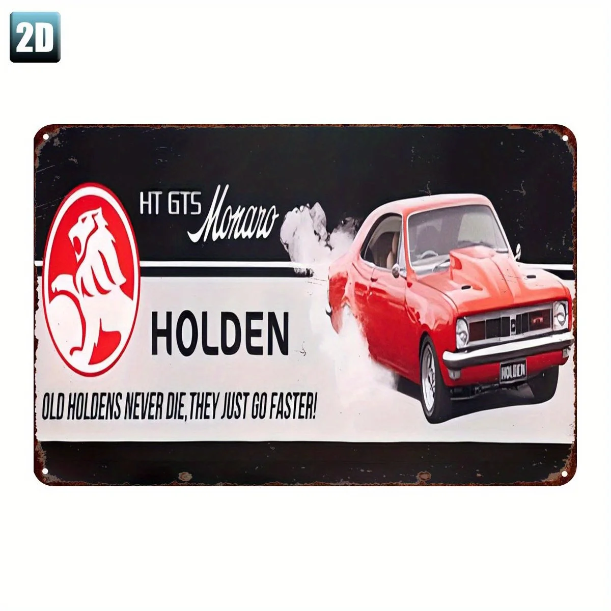 Vintage-Metallblechschild als Wanddekoration – Retro-Autokunst mit „Old Holdens Never Die“-Slogan, rustikales Schild für die Garage, für Männerhöhle, Image