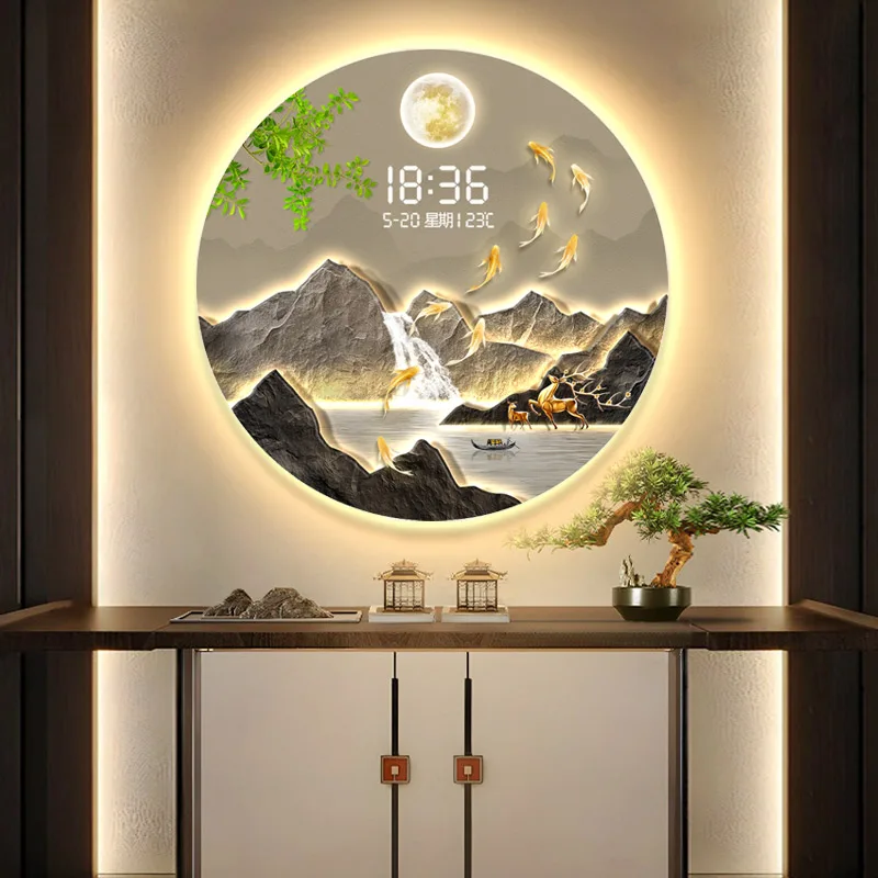 Design Luxus Wanduhren Eingang Korridor Stille Uhr LED Display Bildschirm Sensing Digitale Uhr Wand Wohnkultur Uhr Murale Image