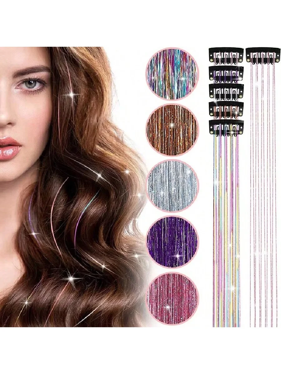 6 Stück glänzende Haarspangen, hitzebeständiges glänzendes Feenhaar-Accessoire, mehrfarbiges geflochtenes Haar-Accessoire, einfach zu demontieren – gebraucht