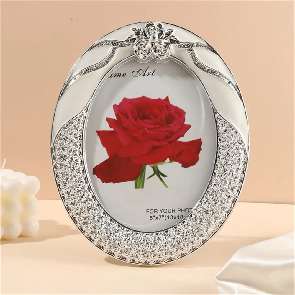 7-Zoll-Fotorahmen im nordischen Stil, oval, leicht, luxuriös, kreativ, Wohnzimmer, Nachttisch, Arbeitszimmer, Tischdekoration Image