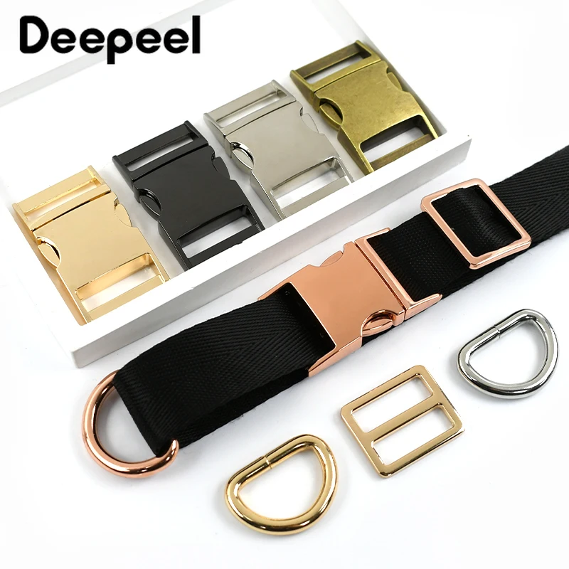 1Set 15-38mm D Ring Metall Schnallen Rucksack Strap Seite Release Schnalle Haustier Kragen Einstellen Tri glide Slider Verschluss Taschen Zubehör Image