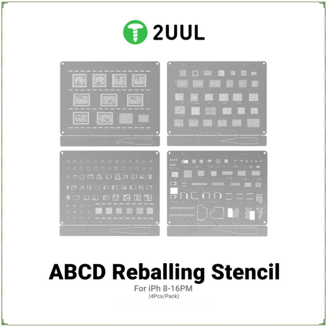 2UUL BG01 4PCS Reballing Schablonen Nand Flash/WIFI/Face ID/Bildschirm/Basisband/Leistungsverstärker IC Stahlgeflecht für IPhone 8-16PM Image