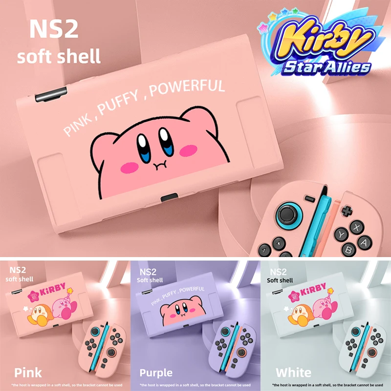 Kirby-Schutzhülle, kompatibel mit der Nintendo Switch 2-Konsole und Joy-Con. Set in Dock Split Soft Shell Cartoon-Rückseite Image